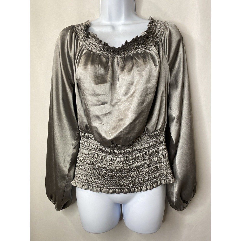 Metrostyle Women's Cropped Peasant Shirt Size 16 Silky Soft‎ Satin Clubbing Wear